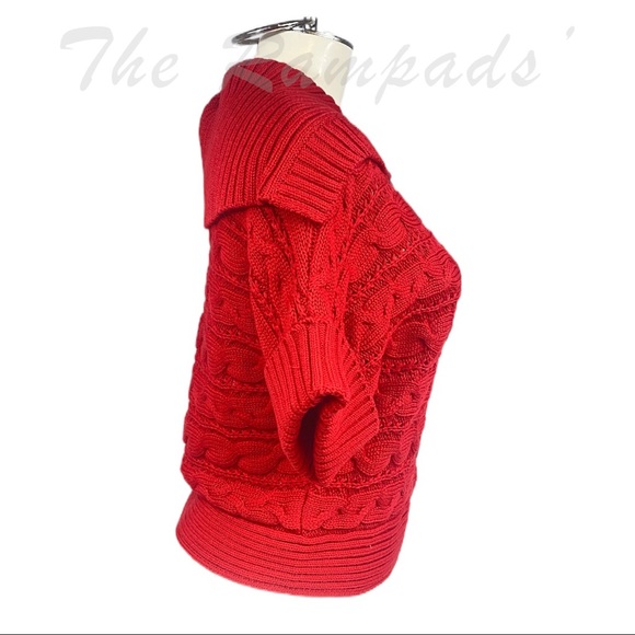 Michael Michael Kors Red Short-sleeve Button Sweater Size Medium - Picture 2 of 9